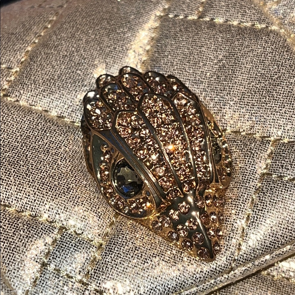 Kurt Geiger NWT! Mini Kensington Metallic Gold Bow Clutch Crossbody Bag - Picture 13 of 13